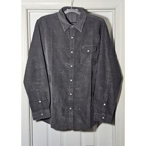 Criquet Corduroy Pearl Snap Shirt Men's Size XL Long Sleeve Gray Lightweight